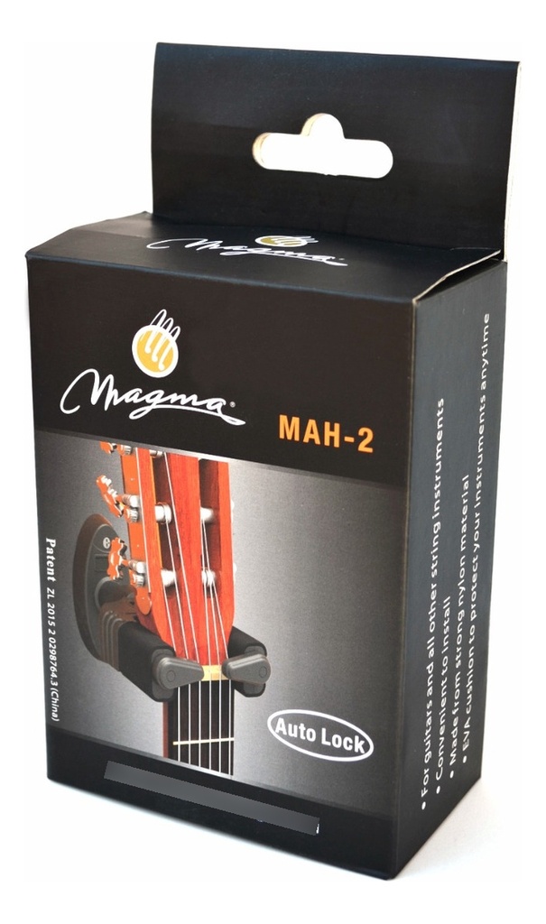 Soporte De Pared Automático Guitarra Bajo Magma Negro Mah-2
