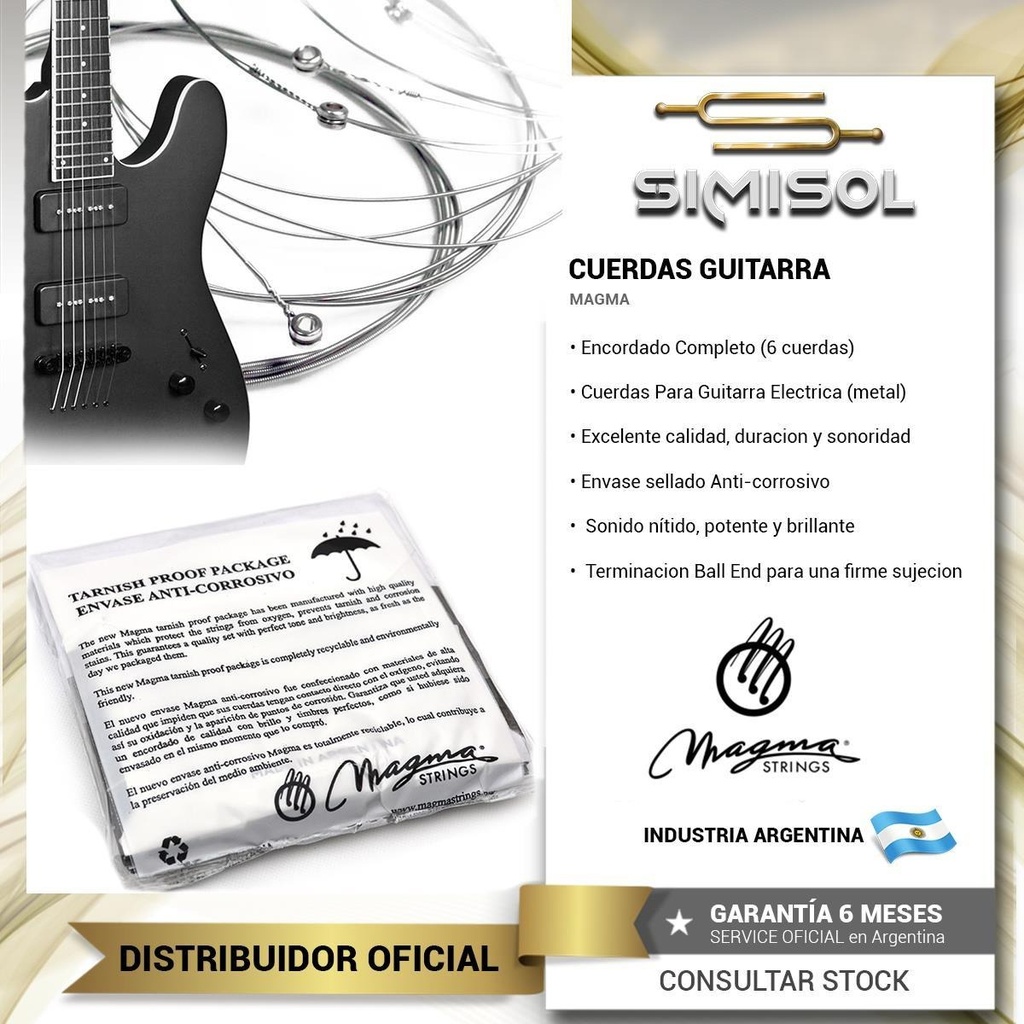 Encordado Guitarra Electrica Nickel Magma 10-52 H.b Ge155n