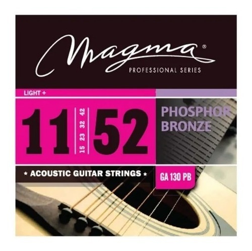 Set Cuerdas Guit Acustica Magma - Light+ Cuerdas Guit Acustica Phosphor Bronze Set .011" - .052" - GA130PB 1 Set