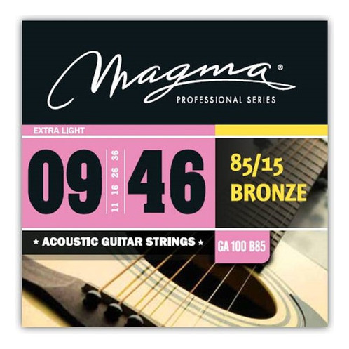 Set Cuerdas Guit Acustica Magma - Ultra Light Cuerdas Guit Acustica Bronce 85/15 Set .009" - .046" - GA100B85 1 Set