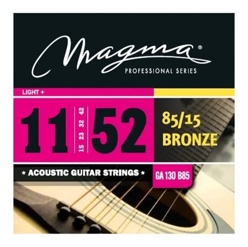 Set Cuerdas Guit Acustica Magma - Light+ Cuerdas Guit Acustica Bronce 85/15 Set .011" - .052" - GA130B85 1 Set