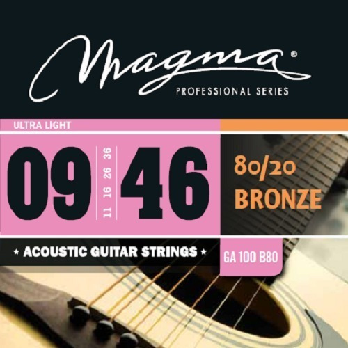 Set Cuerdas Guit Acustica Magma - Ultra Light Cuerdas Guit Acustica Bronce 80/20 Set .009" - .046" - GA100B80 1 Set