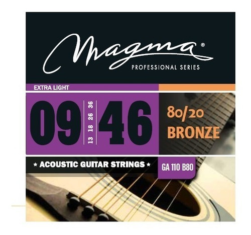 Set Cuerdas Guit Acustica Magma - Extra Light Cuerdas Guit Acustica Bronce 80/20 Set .009" - .046" - GA110B80 1 Set