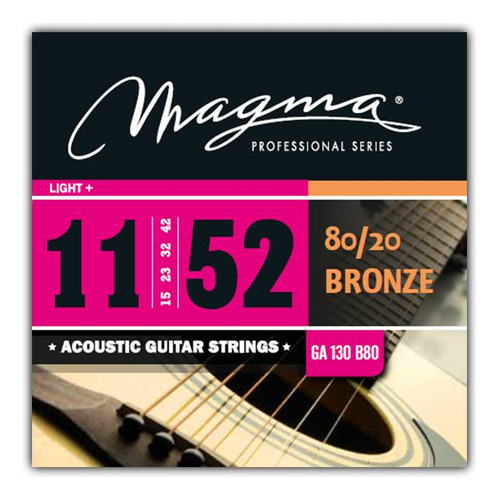 Set Cuerdas Guit Acustica Magma - Light+ Cuerdas Guit Acustica Bronce 80/20 Set .011" - .052" - GA130B80 1 Set