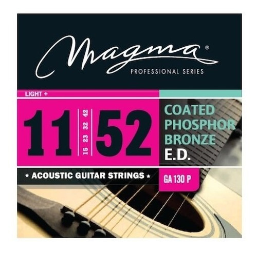 Set Cuerdas Guit Acustica Magma - Light+ Cuerdas Guit Acustica COATED Phosphor Bronze Set .011" - .052" - GA130P 1 Set