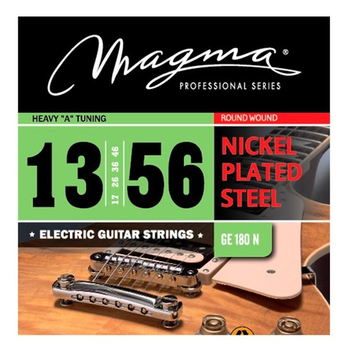 Set Cuerdas Guit Electrica Magma - Heavy "A" Tuning Nickel Plated Steel Guit Electrica Set .013" - .056" - (GE180N) - 1 Set