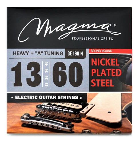 Set Cuerdas Guit Electrica Magma - Heavy+ "A" Tuning Nickel Plated Steel Guit Electrica Set .013" - .060" - (GE190N) - 1 Set