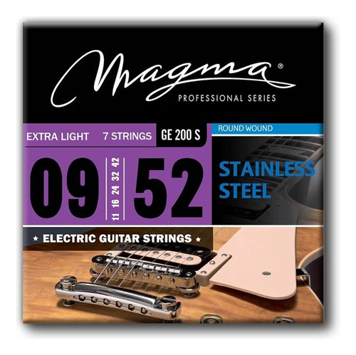 Set 7 Cuerdas Guit Electrica Magma - Extra Light Stainless Steel Guit Electrica Set .009" - .052" - GE200S - 1 Set