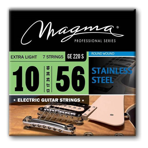 Set 7 Cuerdas Guit Electrica Magma - Light Stainless Steel Guit Electrica Set .010" - .056" - GE220S - 1 Set