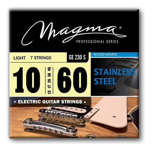 Set 7 Cuerdas Guit Electrica Magma - Light+ Stainless Steel Guit Electrica Set .010" - .060" - GE230S - 1 Set