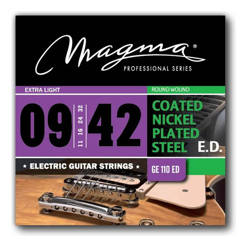 Set Cuerdas Guit Electrica Magma - Extra Light COATED Nickel P/Steel Guit Electrica Set .009" - .042" - GE110ED - 1 Set