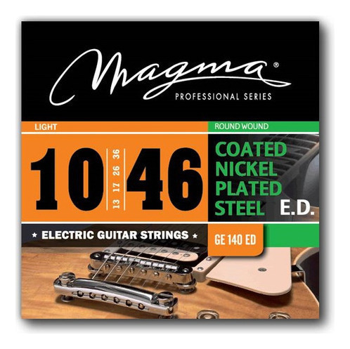 Set Cuerdas Guit Electrica Magma - Light COATED Nickel P/Steel Guit Electrica Set .010" - .046" - GE140ED - 1 Set