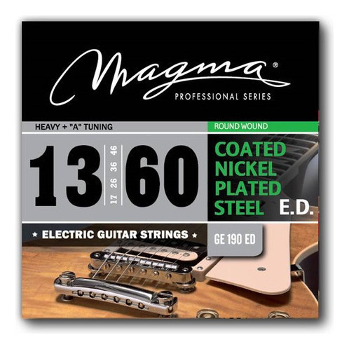 Magma Electric Guitar Strings - Heavy+ COATED Nickel P/Steel Guit Electrica Set .013" - .060" - GE190ED - 1 Set