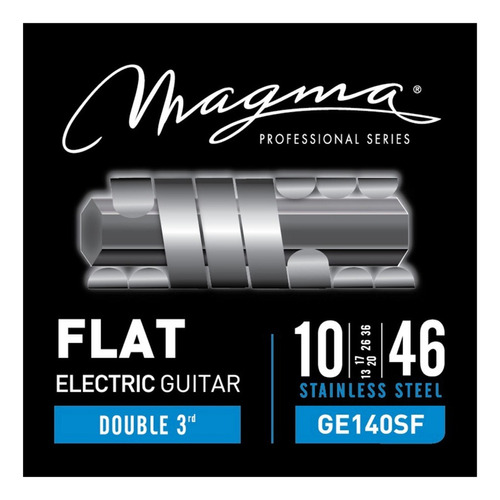 Set Cuerdas Guit Electrica Magma - Light Stainless Steel FLAT Guit Electrica 3ra Extra Set .010" - .046" (GE140SF) 1 set