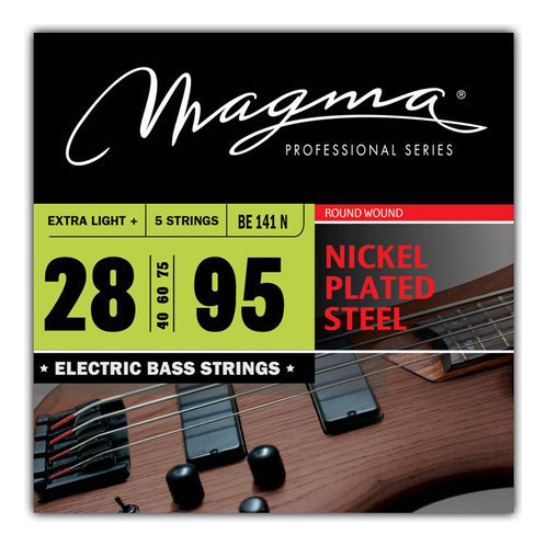 Set Cuerdas Bajo Electrico Magma Extra Light - Nickel Plated Steel Round Wound - Escala Larga 34" High C Set, .028 - .095 (BE141N) 1 Set