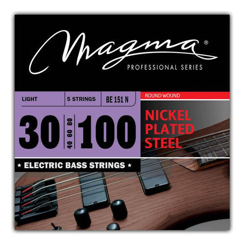 Set Cuerdas Bajo Electrico Magma Light - Nickel Plated Steel Round Wound - Escala Larga 34" High C Set, .030 - .100 (BE151N) 1 Set