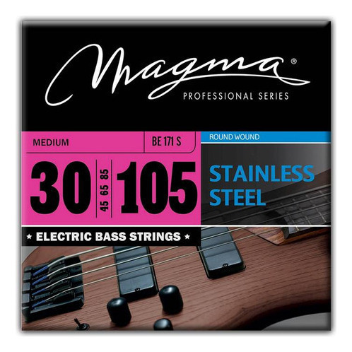 Set Cuerdas Bajo Electrico Magma Medium - Stainless Steel Round Wound - Escala Larga 34" High C Set, .030 - .105 (BE171S) 1 Set