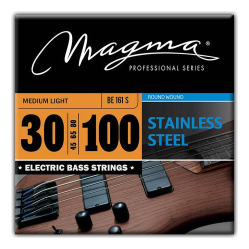 Set Cuerdas Bajo Electrico Magma Medium Light - Stainless Steel Round Wound - Escala Larga 34" High C Set, .030 - .100 (BE161S) 1 Set