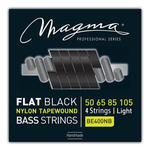 Set Cuerdas Bajo Electrico Magma Light - Flat Black Nylon Tapewound Strings - Escala Larga 34" 4 Cuerdas Set, .050 - .105 (BE400NB) 1 Set