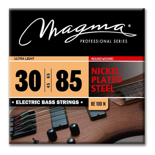 Set Cuerdas Bajo Electrico Magma Ultra Light - Nickel Plated Steel Round Wound - Escala Larga 34" Set, .030 - .085 (BE100N) 1 Set