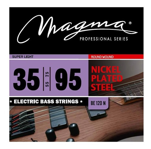 Set Cuerdas Bajo Electrico Magma Super Light - Nickel Plated Steel Round Wound - Escala Larga 34" Set, .035 - .095 (BE120N) 1 Set