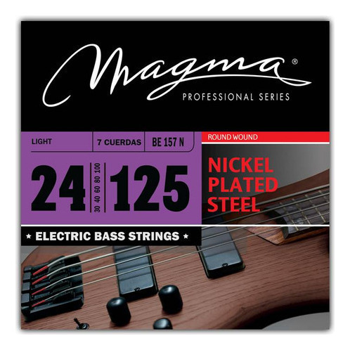 Set Cuerdas Bajo Electrico Magma Light - Nickel Plated Steel Round Wound - Escala Larga 34" 7 Cuerdas Set, .024 - .125 (BE157N) 1 Set