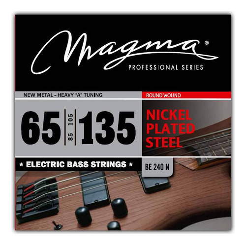 Set Cuerdas Bajo Electrico Magma New Metal-Heavy - Nickel Plated Steel Round Wound - Escala Larga 34" Set, .065 - .135 (BE240N) 1 Set