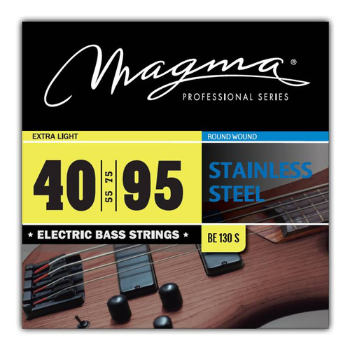 Set Cuerdas Bajo Electrico Magma Extra Light - Stainless Steel Round Wound - Escala Larga 34" Set, .040 - .095 (BE130S) 1 Set