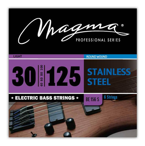 Set Cuerdas Bajo Electrico Magma Light - Stainless Steel Round Wound - Escala Larga 34" 6 Cuerdas Set, .030 - .125 (BE156S) 1 Set