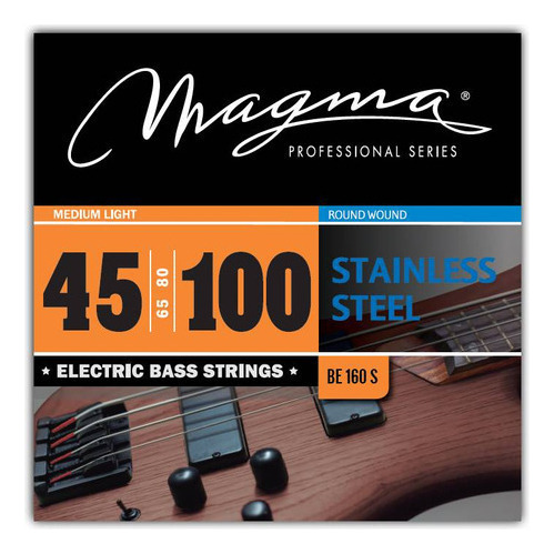 Set Cuerdas Bajo Electrico Magma Medium Light - Stainless Steel Round Wound - Escala Larga 34" Set, .045 - .100 (BE160S) 1 Set