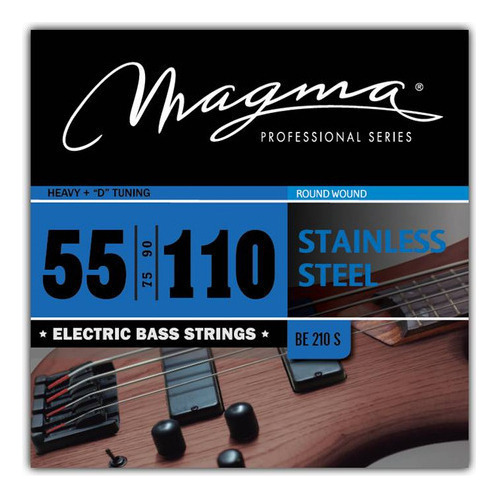 Set Cuerdas Bajo Electrico Magma Heavy + - Stainless Steel Round Wound - Escala Larga 34" Set, .055 - .110 (BE210S) 1 Set