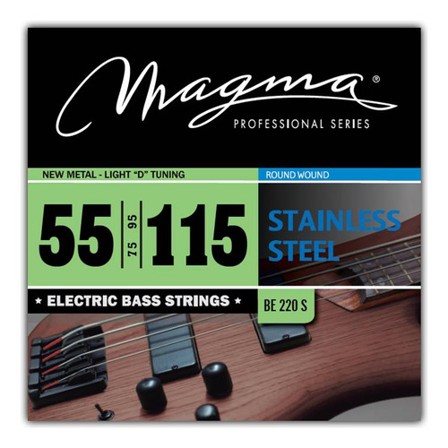 Set Cuerdas Bajo Electrico Magma New Metal-Light - Stainless Steel Round Wound - Escala Larga 34" Set, .055 - .115 (BE220S) 1 Set