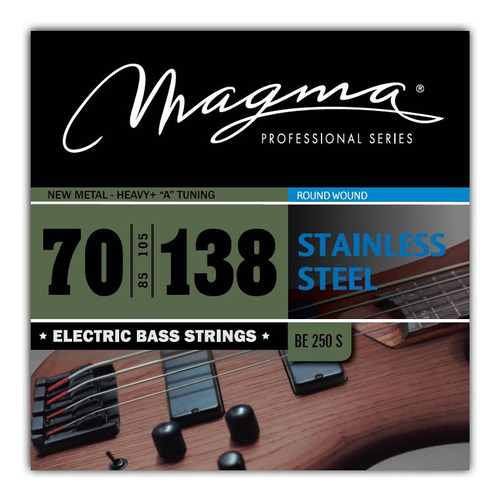 Set Cuerdas Bajo Electrico Magma New Metal-Heavy + - Stainless Steel Round Wound - Escala Larga 34" Set, .070 - .138 (BE250S) 1 Set