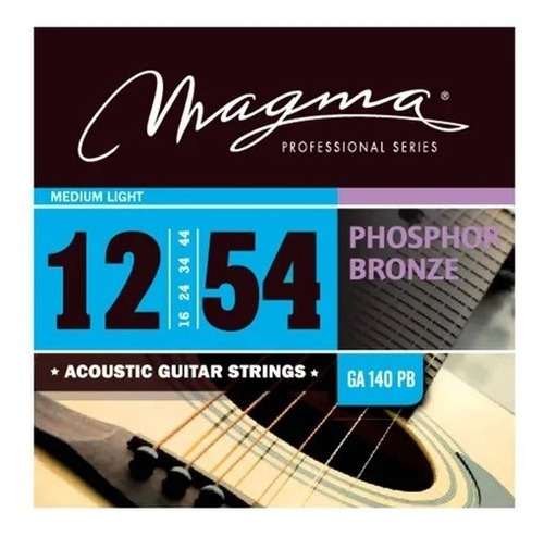 [GA140PB] Set Cuerdas Guit Acustica Magma - Medium Light Cuerdas Guit Acustica Phosphor Bronze Set .012" - .054" - GA140PB 1 Set