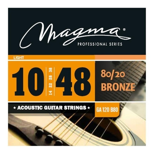 [GA120B80] Set Cuerdas Guit Acustica Magma - Light Cuerdas Guit Acustica Bronce 80/20 Set .010" - .048" - GA120B80 1 Set