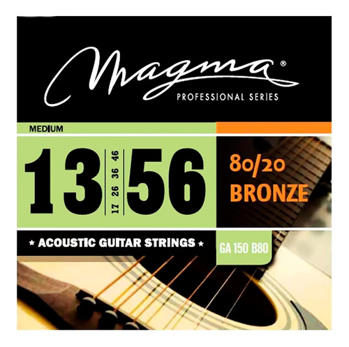 [GA150B80] Set Cuerdas Guit Acustica Magma - Medium Cuerdas Guit Acustica Bronce 80/20 Set .013" - .054" - GA150B80 1 Set