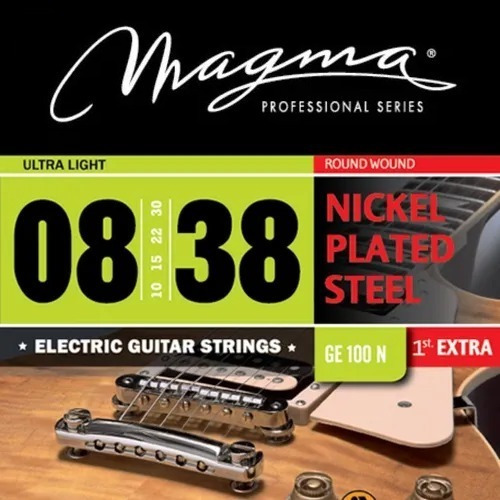 [GE100N] Set Cuerdas Guit Electrica Magma - Ultra Light Nickel Plated Steel Guit Electrica Set .008" - .038" - (GE100N) - 1 Set