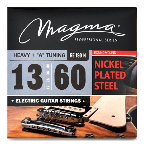 [GE190N] Set Cuerdas Guit Electrica Magma - Heavy+ "A" Tuning Nickel Plated Steel Guit Electrica Set .013" - .060" - (GE190N) - 1 Set