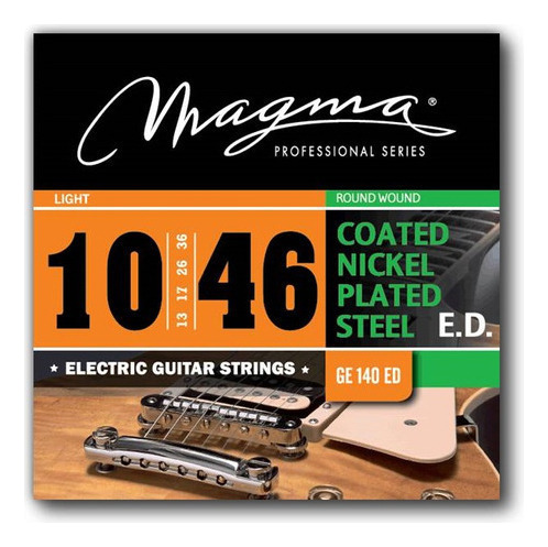 [GE140ED] Set Cuerdas Guit Electrica Magma - Light COATED Nickel P/Steel Guit Electrica Set .010" - .046" - GE140ED - 1 Set