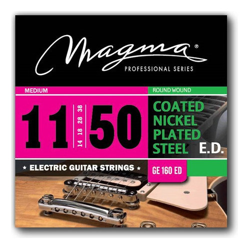 [GE160ED] Set Cuerdas Guit Electrica Magma - Medium COATED Nickel P/Steel Guit Electrica Set .011" - .050" - GE160ED - 1 Set