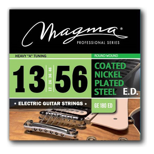 [GE180ED] Magma Electric Guitar Strings - Heavy COATED Nickel P/Steel Guit Electrica Set .013" - .056" - GE180ED - 1 Set