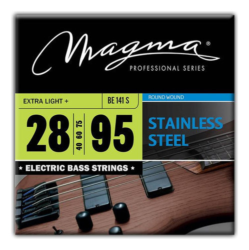 [BE141S] Set Cuerdas Bajo Electrico Magma Extra Light - Stainless Steel Round Wound - Escala Larga 34" High C Set, .028 - .095 (BE141S) 1 Set