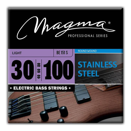 [BE151S] Set Cuerdas Bajo Electrico Magma Light - Stainless Steel Round Wound - Escala Larga 34" High C Set, .030 - .100 (BE151S) 1 Set