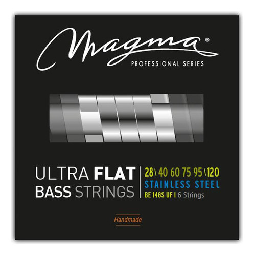 [BE146SUF] Set Cuerdas Bajo Electrico Magma Extra Light+ - Ultra Flat Strings - Escala Larga 34" 6 Cuerdas Set, .028 - .120 (BE146SUF) 1 Set