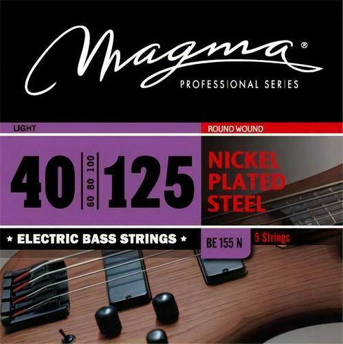 [BE155N] Set Cuerdas Bajo Electrico Magma Light - Nickel Plated Steel Round Wound - Escala Larga 34" 5 Cuerdas Set, .040 - .125 (BE155N) 1 Set