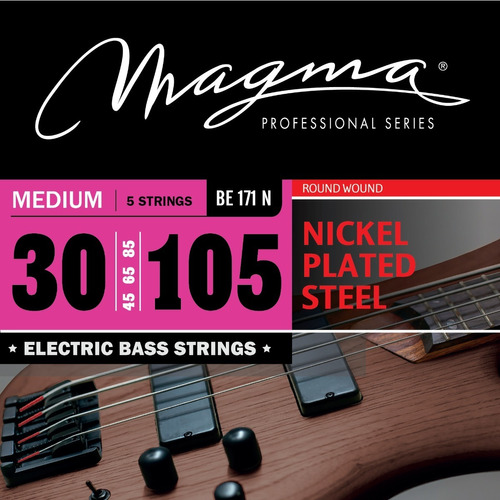 [BE171N] Set Cuerdas Bajo Electrico Magma Medium - Nickel Plated Steel Round Wound - Escala Larga 34" High C Set, .030 - .105 (BE171N) 1 Set