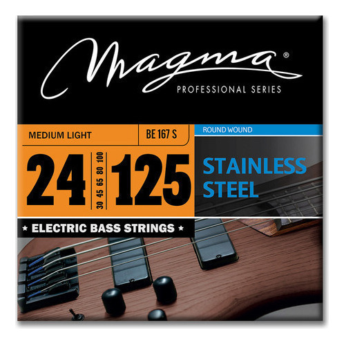 [BE167S] Set Cuerdas Bajo Electrico Magma Medium Light - Stainless Steel Round Wound - Escala Larga 34" 7 Cuerdas Set, .024 - .125 (BE167S) 1 Set